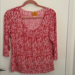 Ruby Rd. Red and White Dot Long Sleeve Scoop-Neck Tee